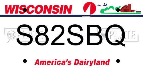 S82SBQ Wisconsin License Plate