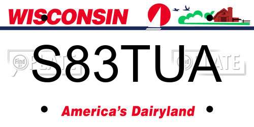 S83TUA Wisconsin License Plate