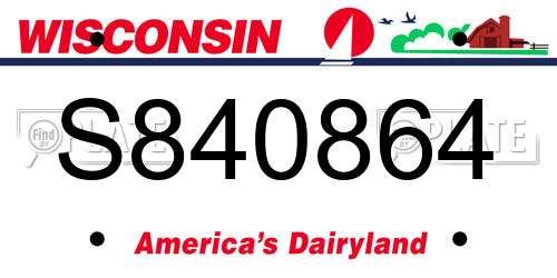 S840864 Wisconsin License Plate