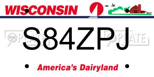 S84ZPJ Wisconsin License Plate