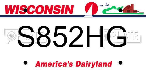 S852HG Wisconsin License Plate
