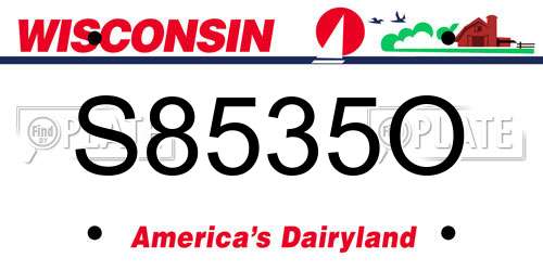 S8535O Wisconsin License Plate