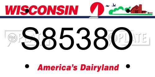 S8538O Wisconsin License Plate