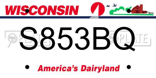 S853BQ Wisconsin License Plate