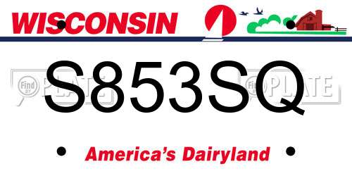 S853SQ Wisconsin License Plate