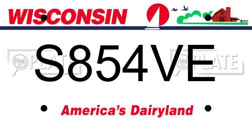 S854VE Wisconsin License Plate