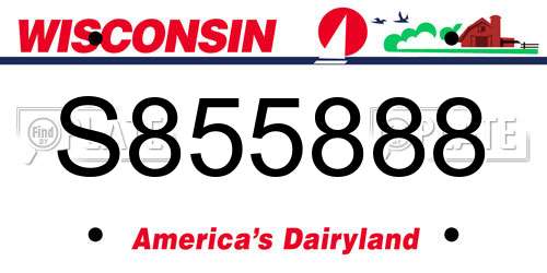 S855888 Wisconsin License Plate