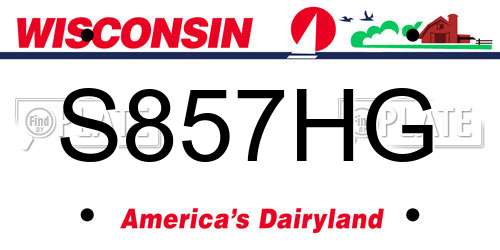 S857HG Wisconsin License Plate