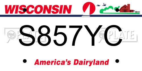 S857YC Wisconsin License Plate