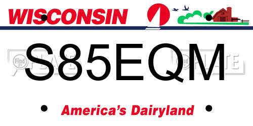 S85EQM Wisconsin License Plate