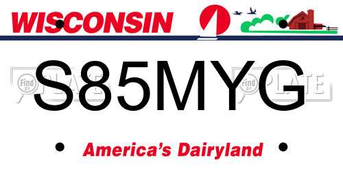 S85MYG Wisconsin License Plate