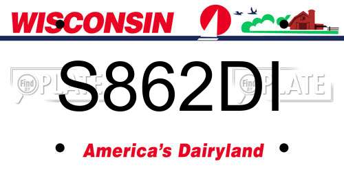 S862DI Wisconsin License Plate