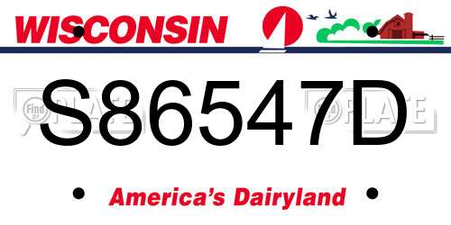 S86547D Wisconsin License Plate