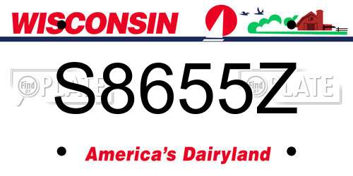 S8655Z Wisconsin License Plate