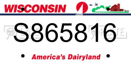 S865816 Wisconsin License Plate