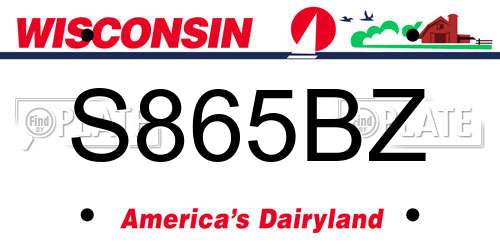 S865BZ Wisconsin License Plate