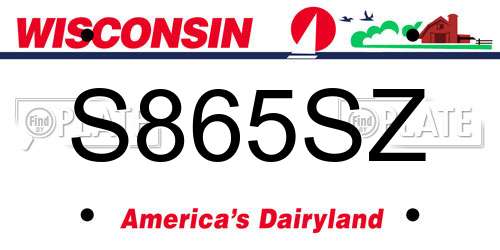 S865SZ Wisconsin License Plate