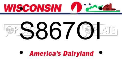 S867OI Wisconsin License Plate