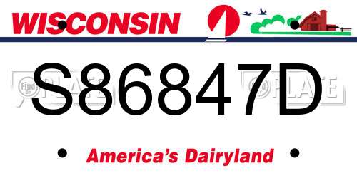 S86847D Wisconsin License Plate