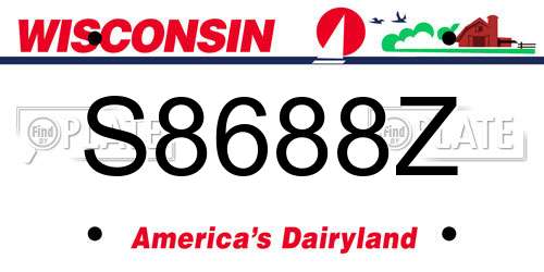 S8688Z Wisconsin License Plate