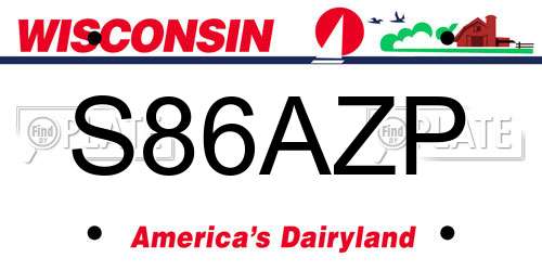 S86AZP Wisconsin License Plate