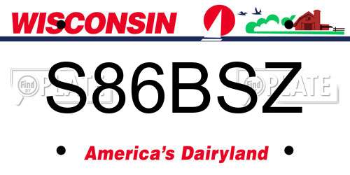 S86BSZ Wisconsin License Plate