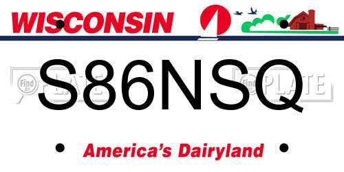 S86NSQ Wisconsin License Plate