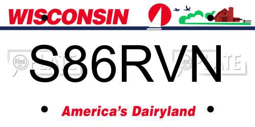 S86RVN Wisconsin License Plate