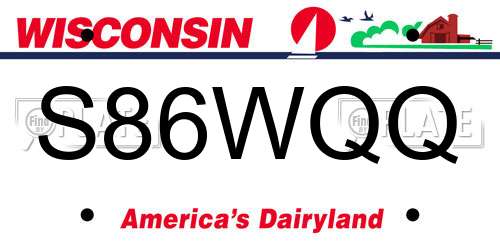 S86WQQ Wisconsin License Plate