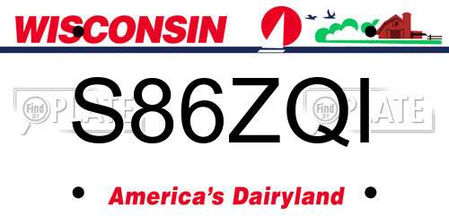 S86ZQI Wisconsin License Plate