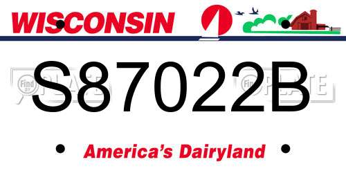 S87022B Wisconsin License Plate