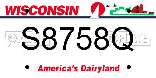 S8758Q Wisconsin License Plate