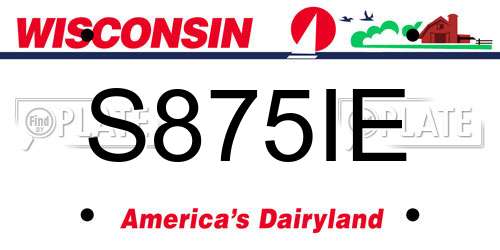 S875IE Wisconsin License Plate