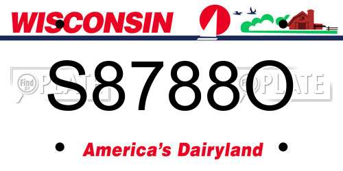 S8788O Wisconsin License Plate