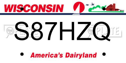 S87HZQ Wisconsin License Plate
