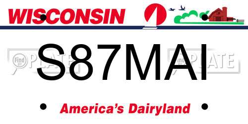 S87MAI Wisconsin License Plate