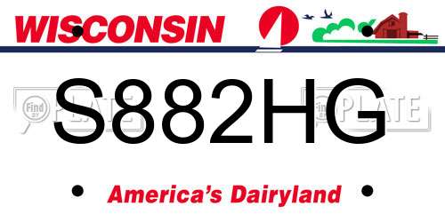 S882HG Wisconsin License Plate