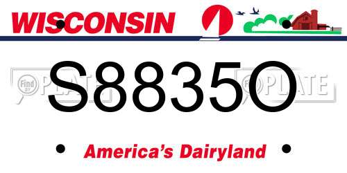 S8835O Wisconsin License Plate