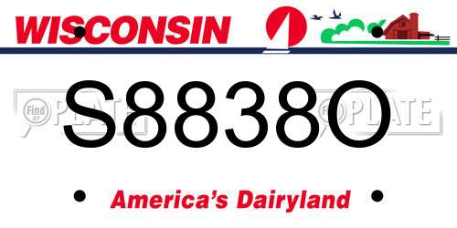 S8838O Wisconsin License Plate