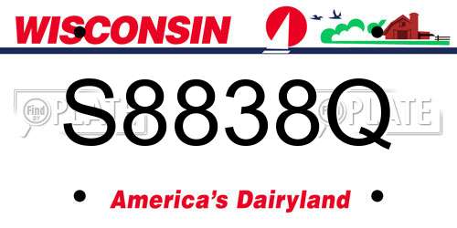 S8838Q Wisconsin License Plate