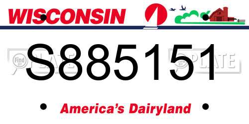 S885151 Wisconsin License Plate