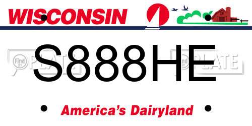 S888HE Wisconsin License Plate