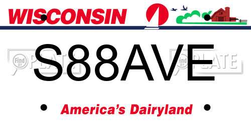 S88AVE Wisconsin License Plate
