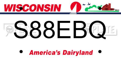 S88EBQ Wisconsin License Plate