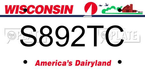 S892TC Wisconsin License Plate