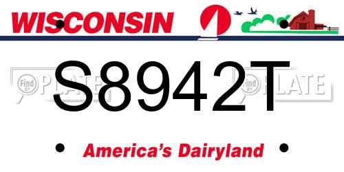 S8942T Wisconsin License Plate