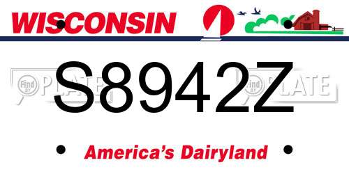 S8942Z Wisconsin License Plate