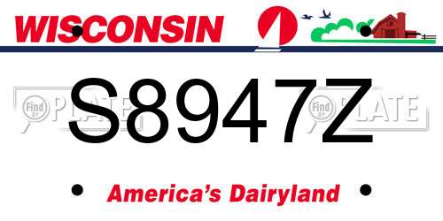 S8947Z Wisconsin License Plate