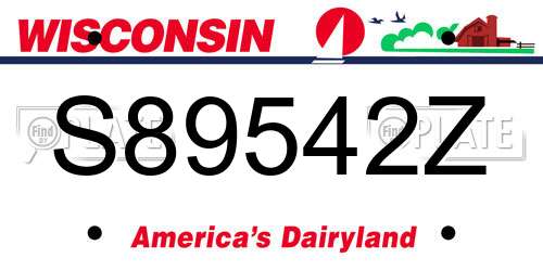 S89542Z Wisconsin License Plate