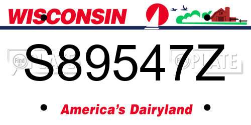 S89547Z Wisconsin License Plate